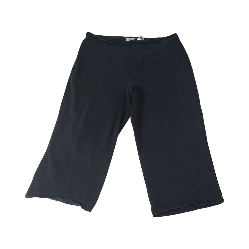White Stag Women Plus 18/20 Black Stretch Cropped Wide Leg Elastic Waist Pants